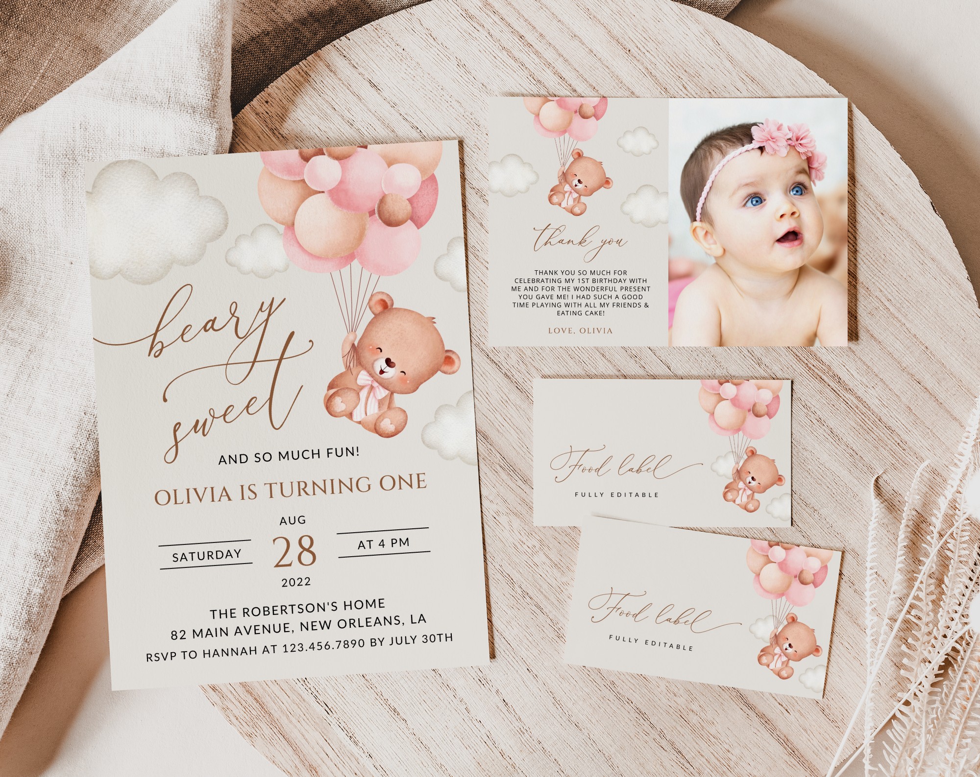 SH74 Baby Bear with Pink Balloons First Birthday Shop by Collection SH74 Baby Bear with Pink Balloons First Birthday Shop by Collection