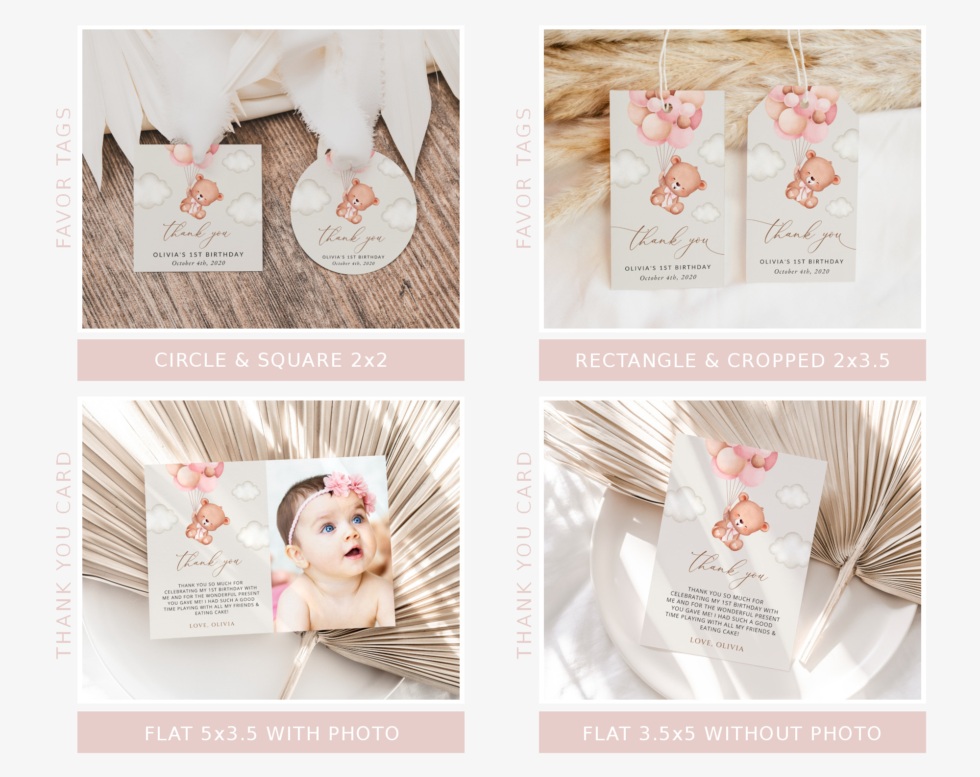 Baby Bear with Pink Balloons First Birthday Bundle, Girl Birthday, Printable File, Edit Yourself, SH74 Baby Bear with Pink Balloons First Birthday Bundle, Girl Birthday, Printable File, Edit Yourself, SH74