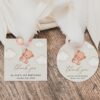 Baby Bear with Pink Balloons Favor Tags, Gift Tags, First Birthday, Girl Birthday, Printable File, Edit Yourself, SH74