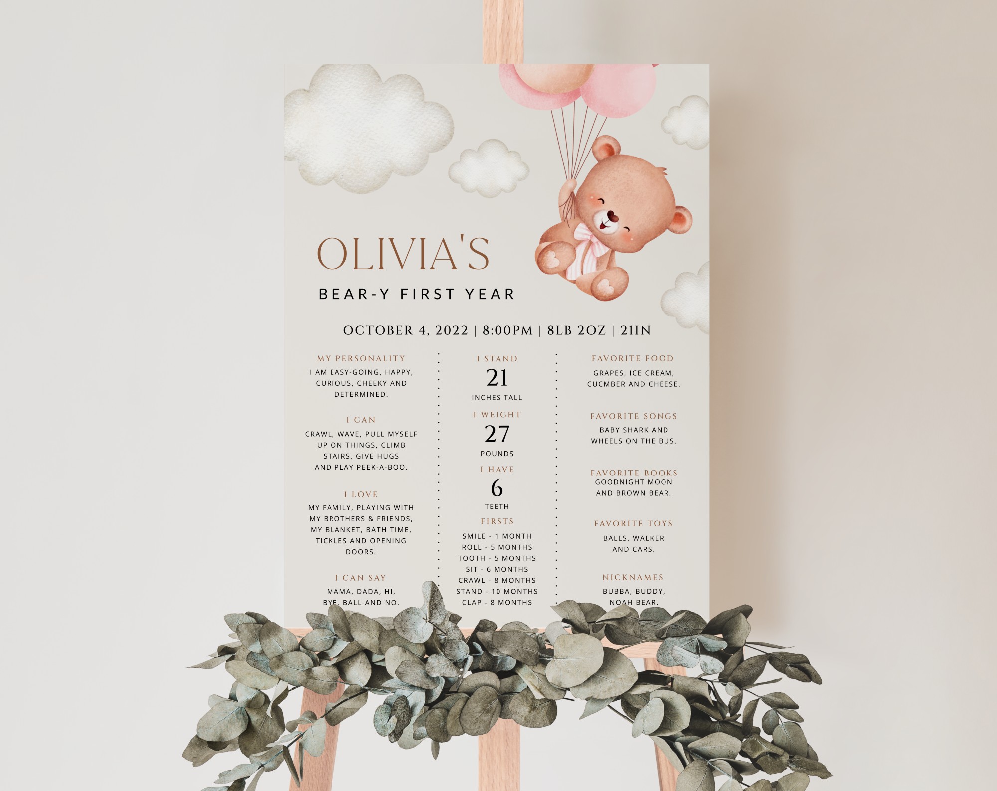 Baby Bear with Pink Balloons Milestone Sign, Birthday Sign, First Birthday, Girl Birthday, Printable File, Edit Yourself, SH74 Baby Bear with Pink Balloons Milestone Sign, Birthday Sign, First Birthday, Girl Birthday, Printable File, Edit Yourself, SH74