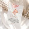 Baby Bear with Pink Balloons Thank You Card, First Birthday, Girl Birthday, Printable File, Edit Yourself, SH74