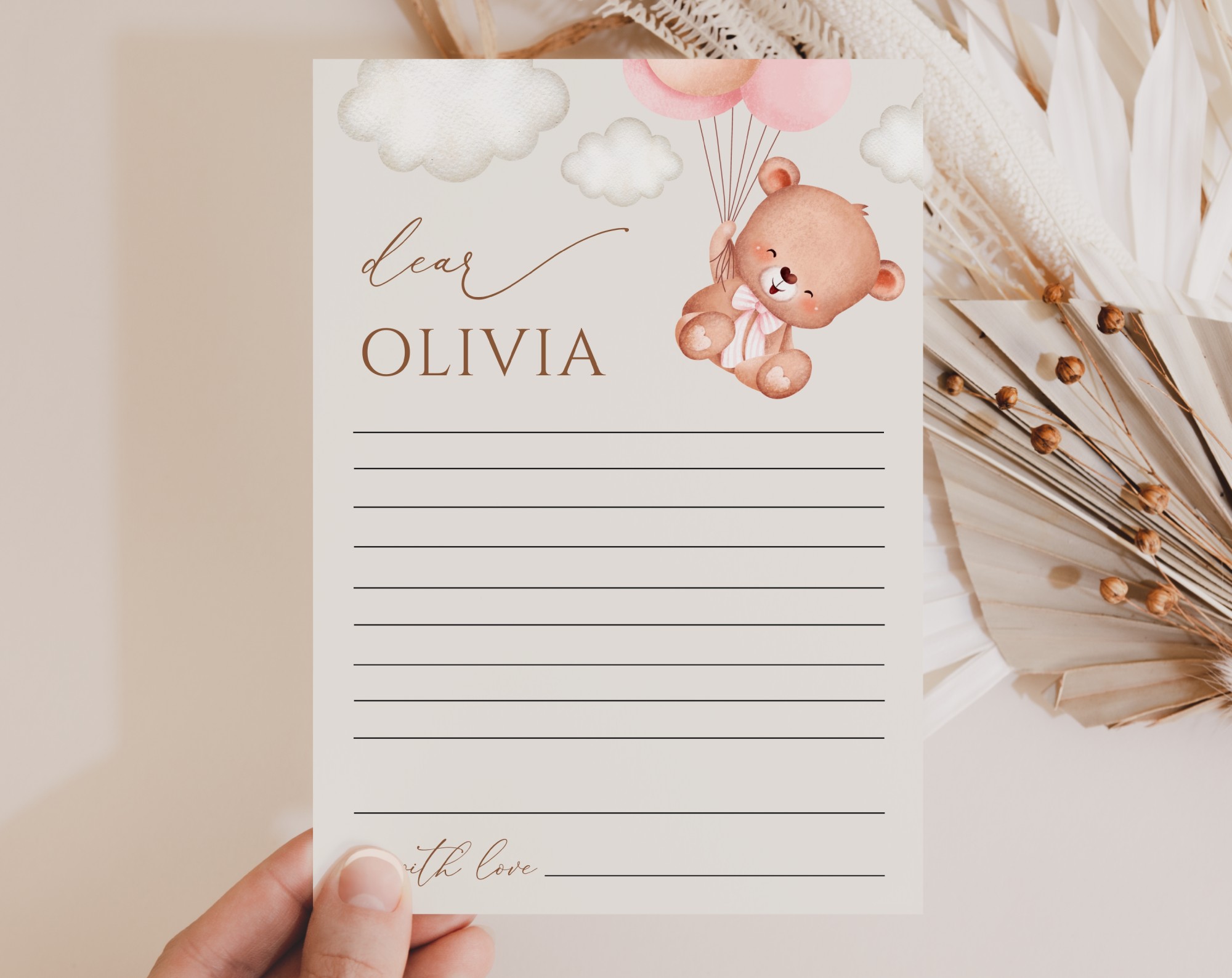 Baby Bear with Pink Balloons Time Capsule, First Birthday, Girl Birthday, Printable File, Edit Yourself, SH74 Baby Bear with Pink Balloons Time Capsule, First Birthday, Girl Birthday, Printable File, Edit Yourself, SH74