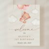 Baby Bear with Pink Balloons Welcome Sign, Birthday Sign, First Birthday, Girl Birthday, Printable File, Edit Yourself, SH74 Baby Bear with Pink Balloons Welcome Sign, Birthday Sign, First Birthday, Girl Birthday, Printable File, Edit Yourself, SH74