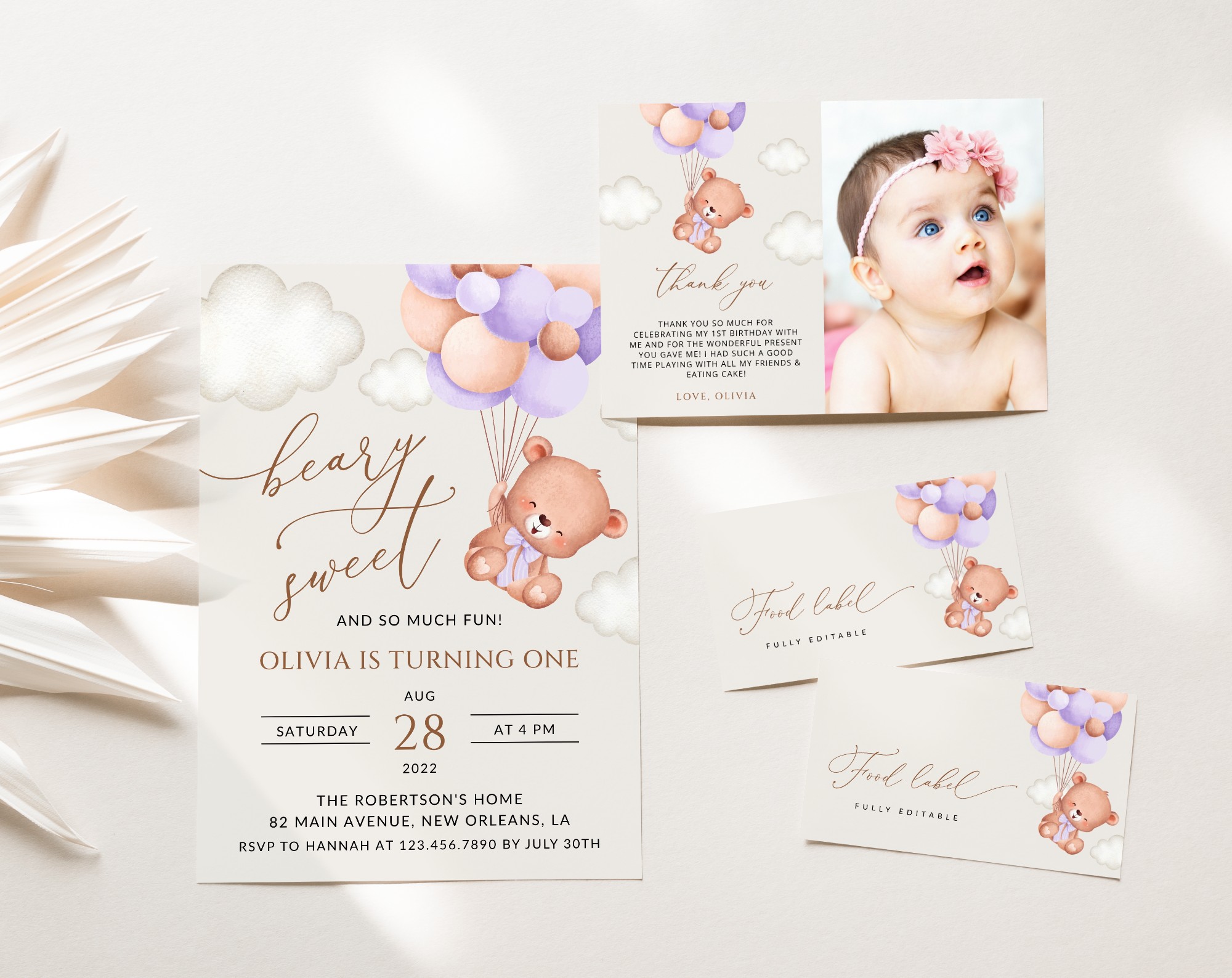 SH75 Baby Bear with Purple Balloons First Birthday Shop by Collection SH75 Baby Bear with Purple Balloons First Birthday Shop by Collection
