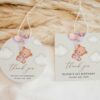 Baby Bear with Purple Balloons Favor Tags, Gift Tags, First Birthday, Girl Birthday, Printable File, Edit Yourself, SH75