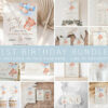 Baby Bear with Blue Balloons First Birthday Bundle, Boy Birthday, Printable File, Edit Yourself, SH76 Baby Bear with Blue Balloons First Birthday Bundle, Boy Birthday, Printable File, Edit Yourself, SH76