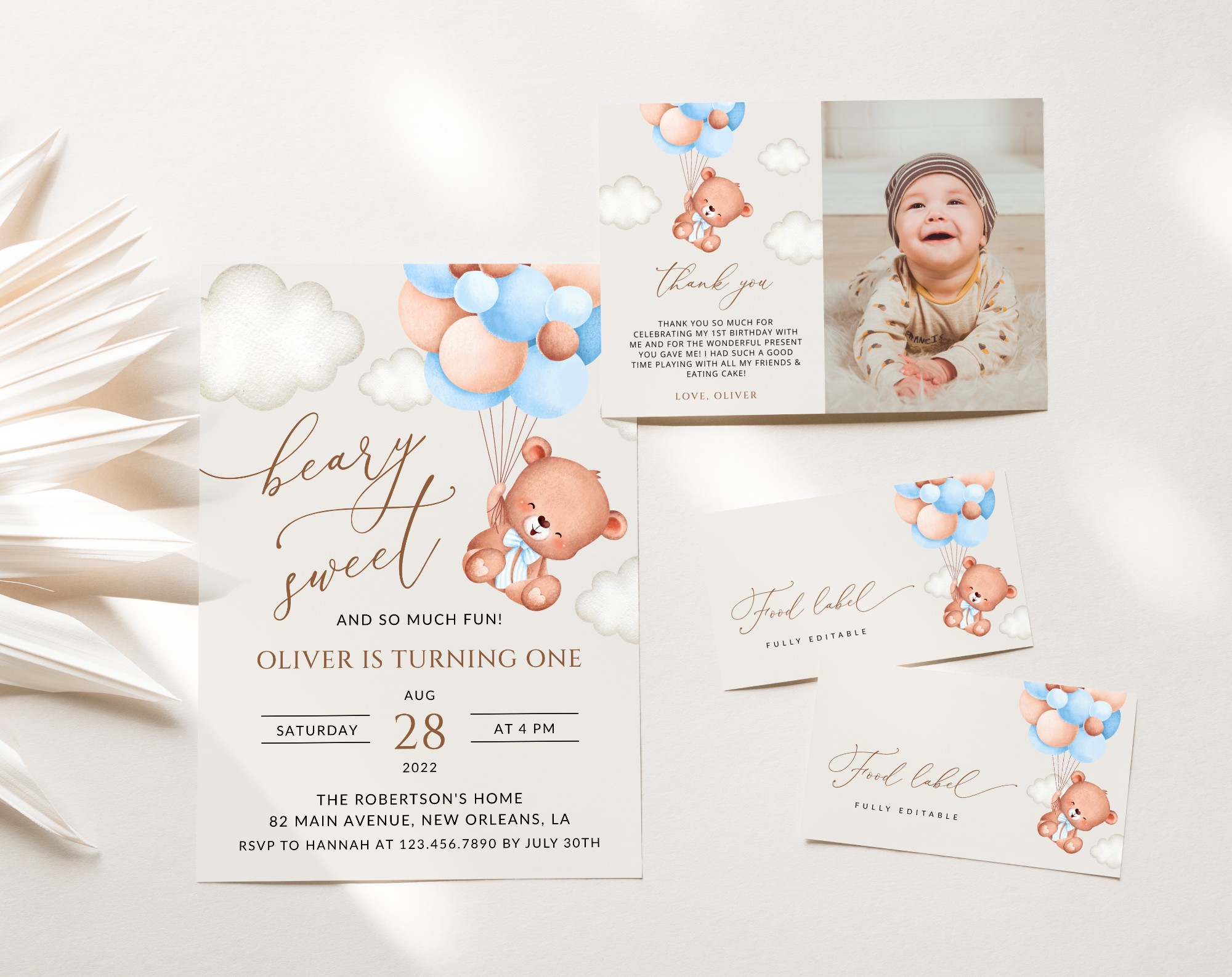 SH76 Baby Bear with Blue Balloons First Birthday Shop by Collection SH76 Baby Bear with Blue Balloons First Birthday Shop by Collection