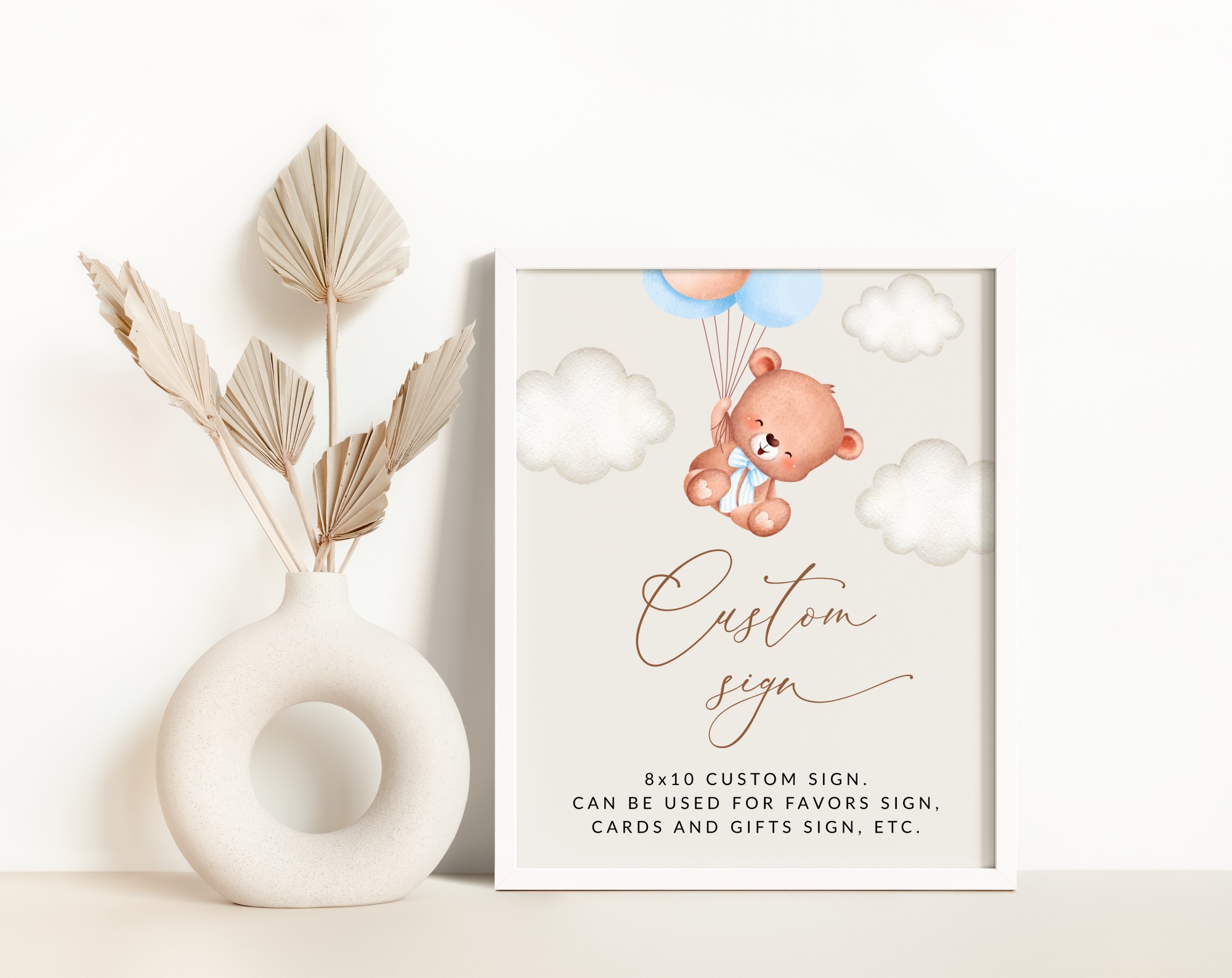 Baby Bear with Blue Balloons Custom Sign, Birthday Sign, First Birthday, Boy Birthday, Printable File, Edit Yourself, SH76 Baby Bear with Blue Balloons Custom Sign, Birthday Sign, First Birthday, Boy Birthday, Printable File, Edit Yourself, SH76