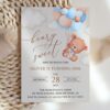 Baby Bear with Blue Balloons First Birthday Invitation, Birthday Stationery, Boy Birthday, Printable File, Edit Yourself, SH76