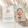 Baby Bear with Blue Balloons Thank You Card, First Birthday, Boy Birthday, Printable File, Edit Yourself, SH76