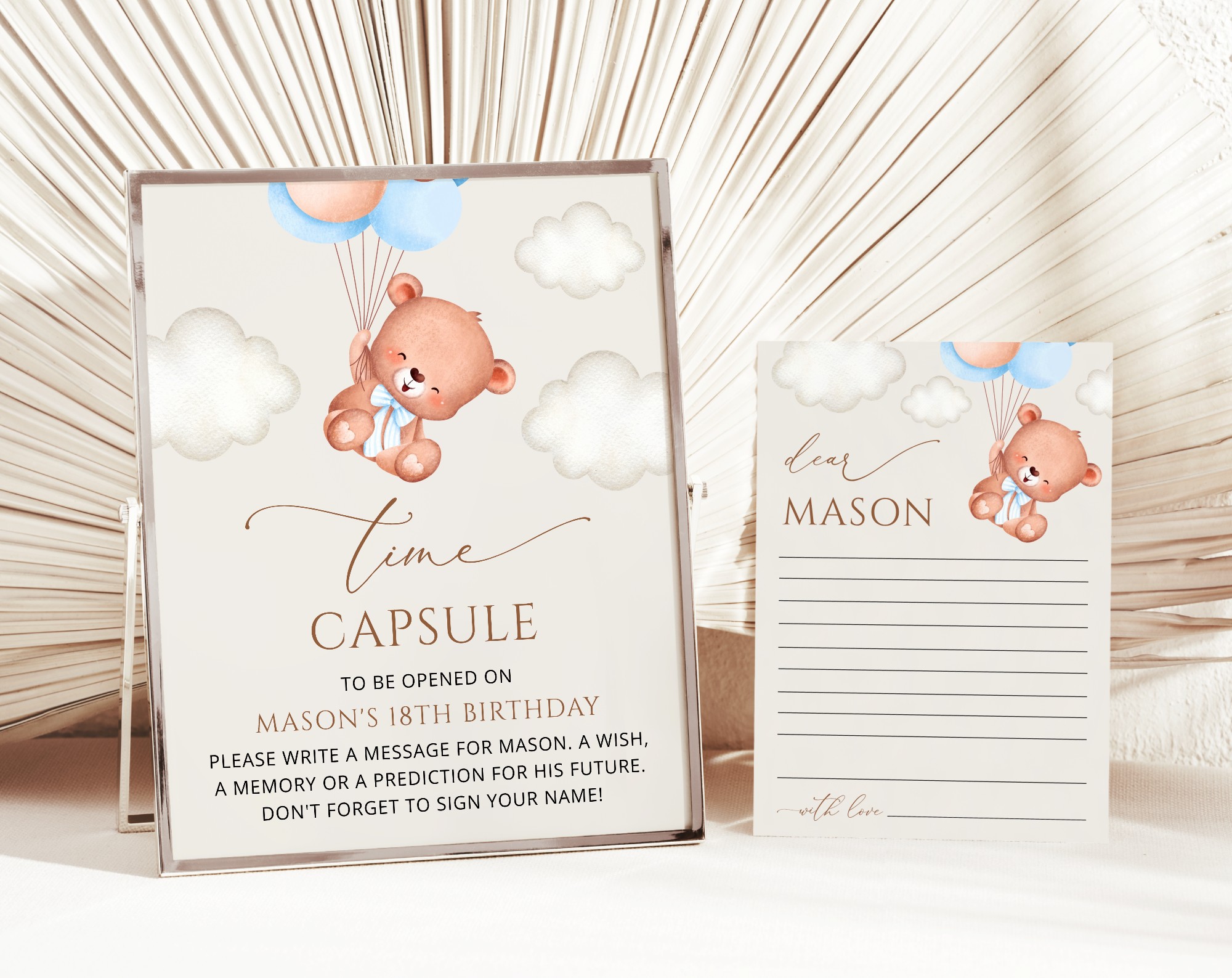 Baby Bear with Blue Balloons Time Capsule, First Birthday, Boy Birthday, Printable File, Edit Yourself, SH76 Baby Bear with Blue Balloons Time Capsule, First Birthday, Boy Birthday, Printable File, Edit Yourself, SH76