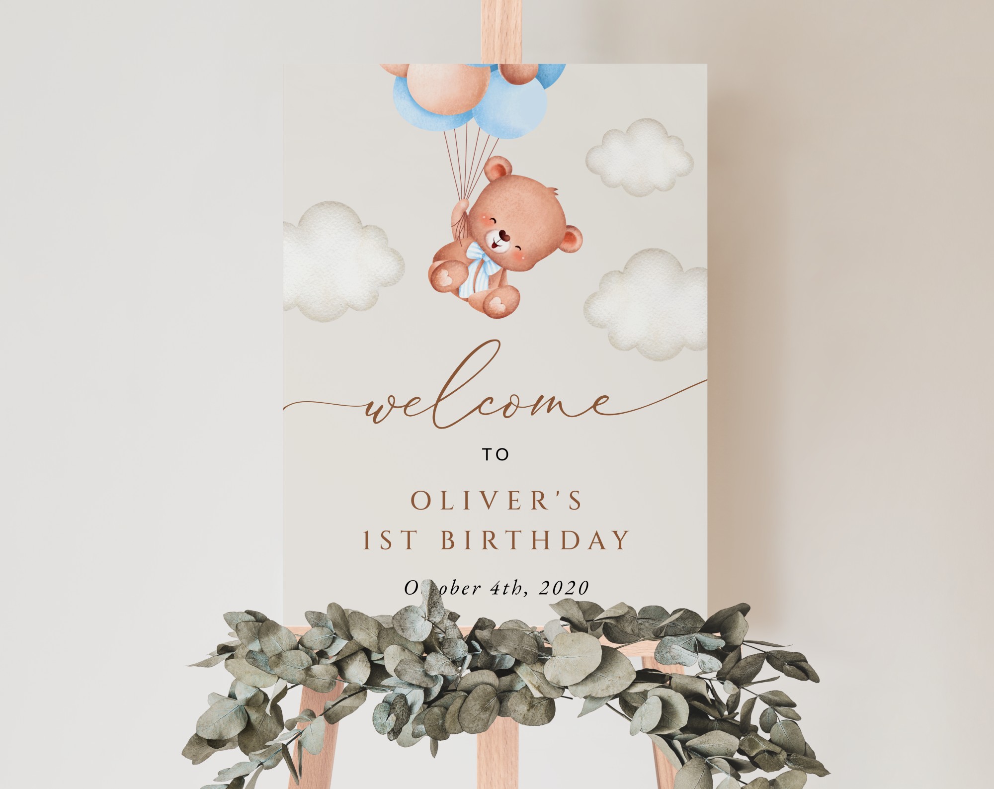 Baby Bear with Blue Balloons Welcome Sign, Birthday Sign, First Birthday, Boy Birthday, Printable File, Edit Yourself, SH76 Baby Bear with Blue Balloons Welcome Sign, Birthday Sign, First Birthday, Boy Birthday, Printable File, Edit Yourself, SH76