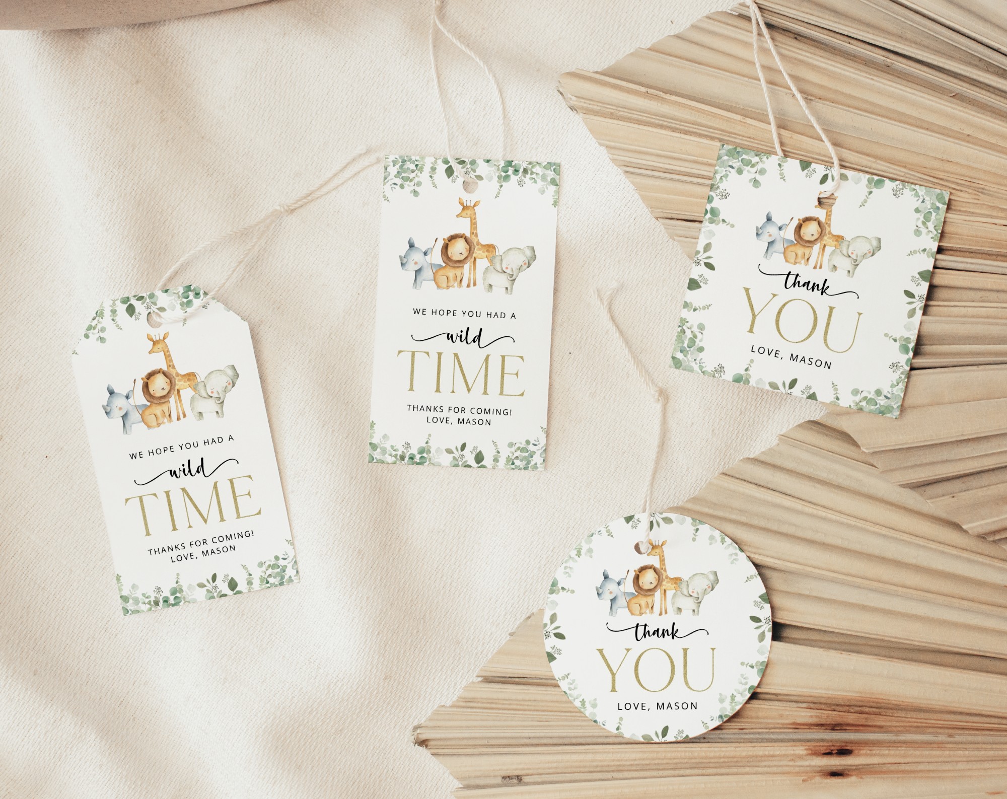 Safari Animals Favor Tags, Gift Tags, First Birthday, Boy Birthday, Printable File, Edit Yourself, SH23 Safari Animals Favor Tags, Gift Tags, First Birthday, Boy Birthday, Printable File, Edit Yourself, SH23