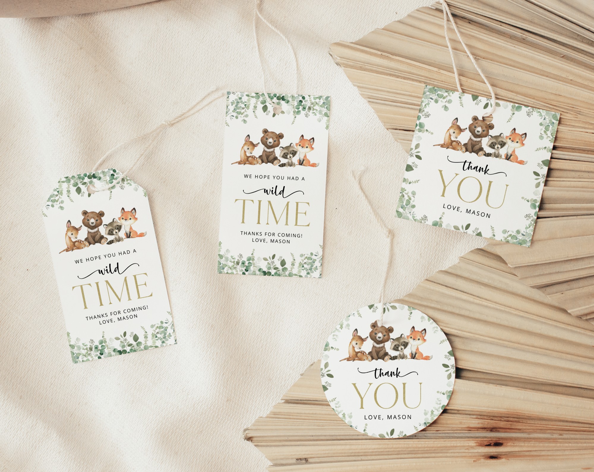 Forest Animals Favor Tags, Gift Tags, First Birthday, Printable File, Edit Yourself, SH28 Forest Animals Favor Tags, Gift Tags, First Birthday, Printable File, Edit Yourself, SH28