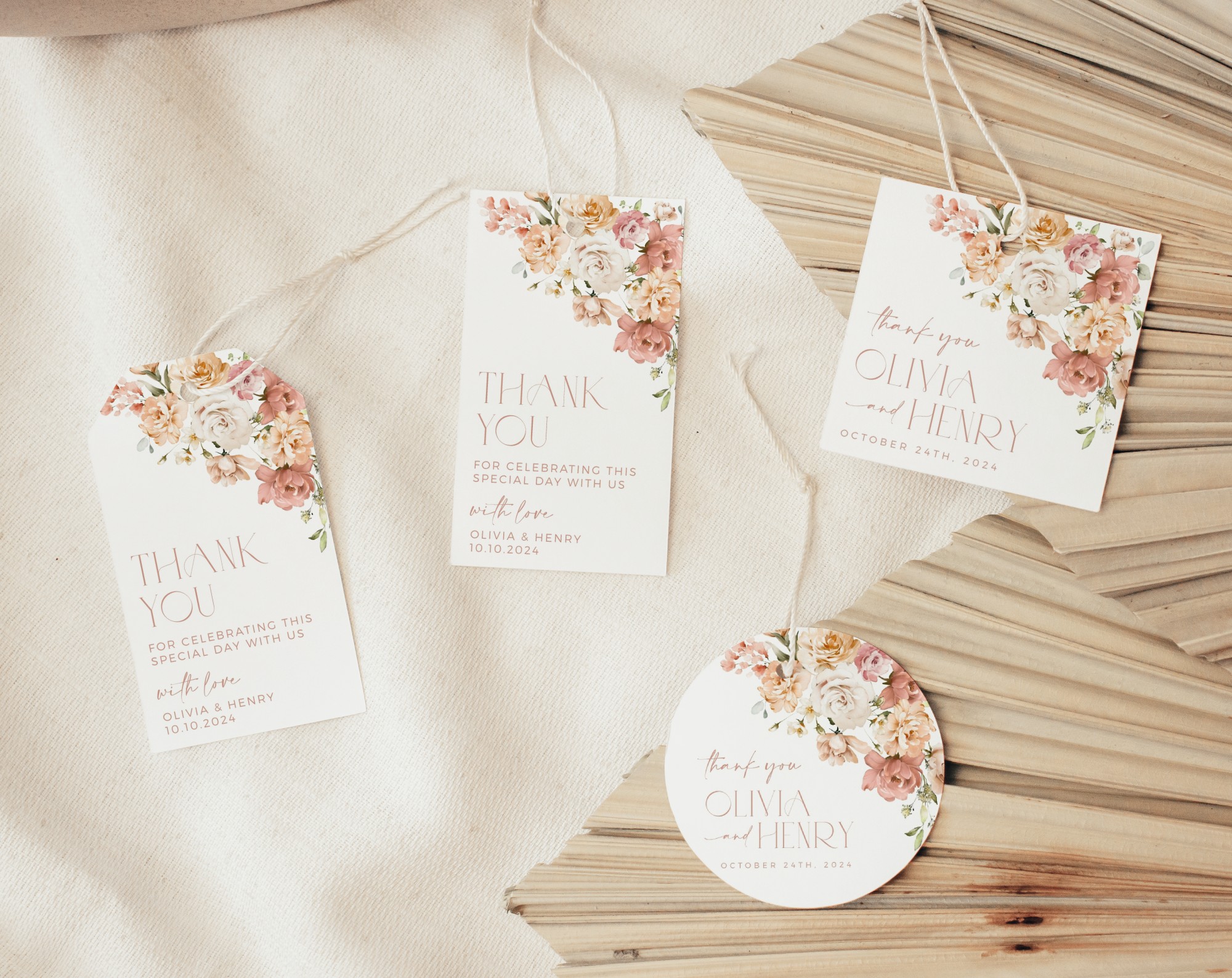 Dusty Rose Flowers Favor Tags, Gift Tags, Party Tags, Wedding, Printable File, Edit Yourself, SH37 Dusty Rose Flowers Favor Tags, Gift Tags, Party Tags, Wedding, Printable File, Edit Yourself, SH37