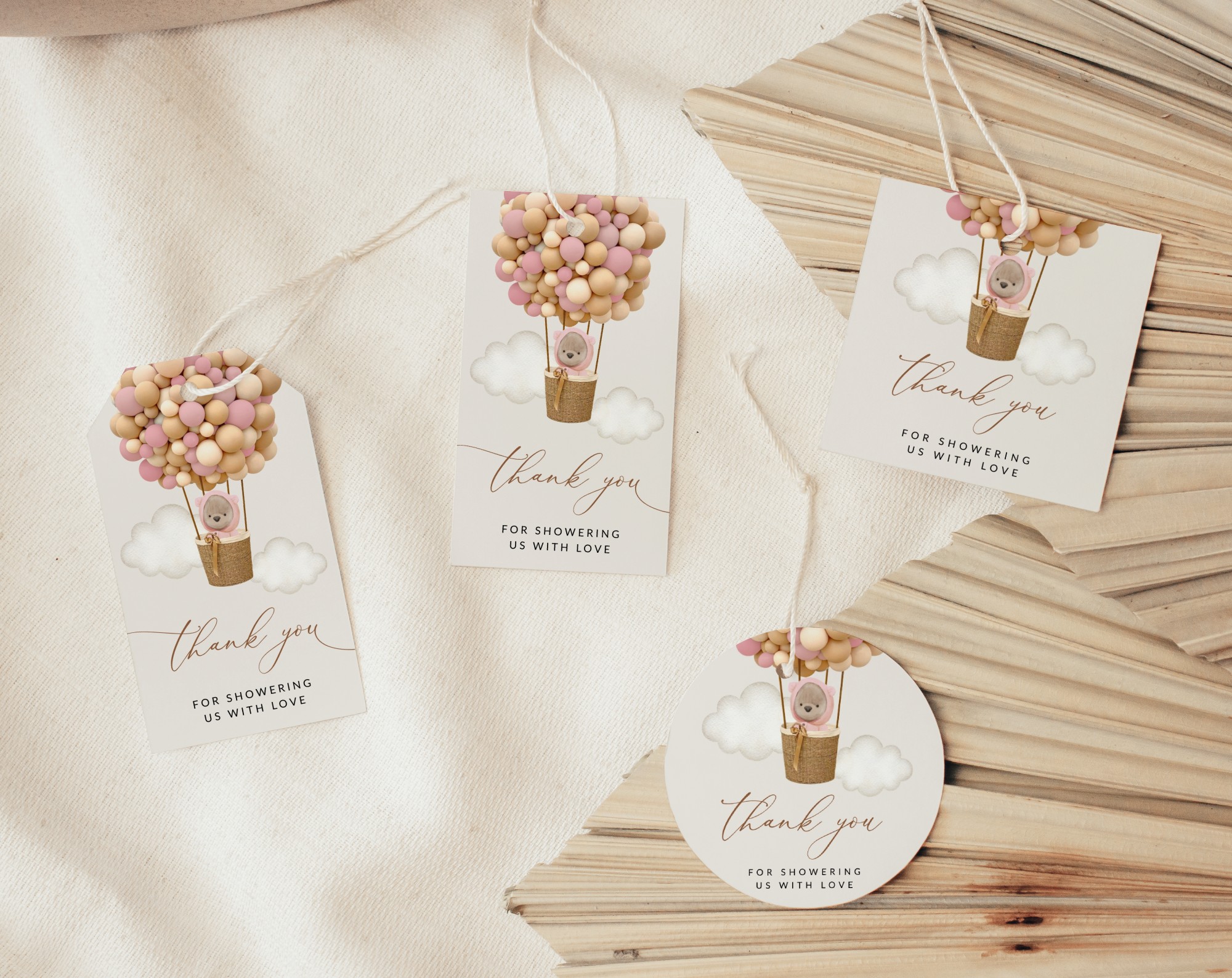 Bear and Pink Balloons Favor Tags, Gift Tags, Party Tags, Girl Baby Shower, Printable File, Edit Yourself, SH51 Bear and Pink Balloons Favor Tags, Gift Tags, Party Tags, Girl Baby Shower, Printable File, Edit Yourself, SH51