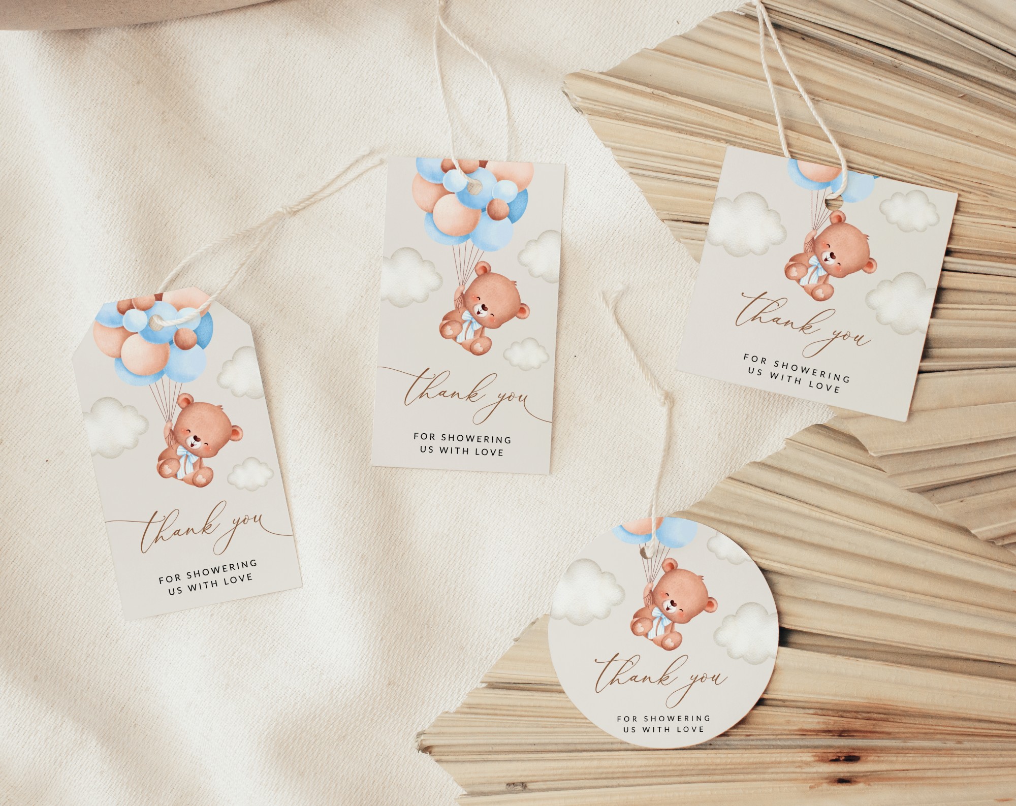 Baby Bear with Blue Balloons Favor Tags, Gift Tags, Party Tags, Boy Baby Shower, Printable File, Edit Yourself, SH59 Baby Bear with Blue Balloons Favor Tags, Gift Tags, Party Tags, Boy Baby Shower, Printable File, Edit Yourself, SH59