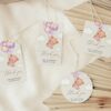 Baby Bear with Purple Balloons Favor Tags, Gift Tags, Party Tags, Girl Baby Shower, Printable File, Edit Yourself, SH61