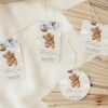 Teddy Bear with Blue Balloons Favor Tags, Gift Tags, Party Tags, Boy Baby Shower, Printable File, Edit Yourself, SH65