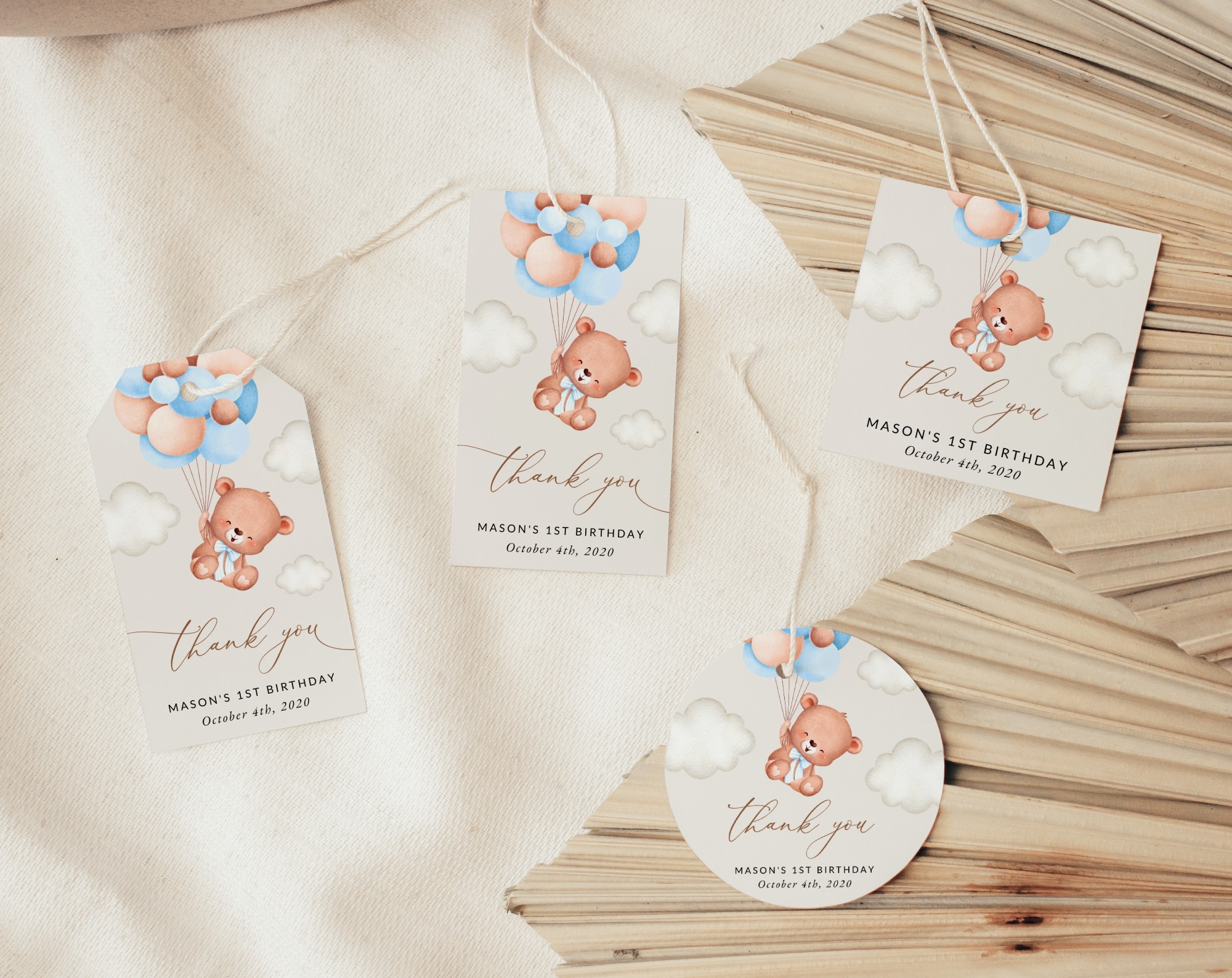 Baby Bear with Blue Balloons Favor Tags, Gift Tags, First Birthday, Boy Birthday, Printable File, Edit Yourself, SH76 Baby Bear with Blue Balloons Favor Tags, Gift Tags, First Birthday, Boy Birthday, Printable File, Edit Yourself, SH76