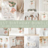 Baby Bear with Green Balloons First Birthday Bundle, Boy Birthday, Printable File, Edit Yourself, SH77 Baby Bear with Green Balloons First Birthday Bundle, Boy Birthday, Printable File, Edit Yourself, SH77