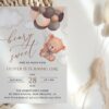 Baby Bear with Brown Balloons First Birthday Invitation, Birthday Stationery, Boy Birthday, Printable File, Edit Yourself, SH78 Baby Bear with Brown Balloons First Birthday Invitation, Birthday Stationery, Boy Birthday, Printable File, Edit Yourself, SH78