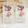 Baby Bear with Brown Balloons Favor Tags, Gift Tags, First Birthday, Boy Birthday, Printable File, Edit Yourself, SH78