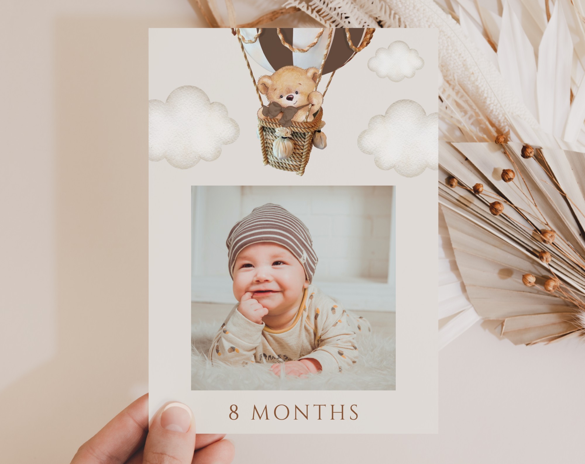 Bear in Brown Balloon First Year Photos, First Birthday, Boy Birthday, Printable File, Edit Yourself, SH79 Bear in Brown Balloon First Year Photos, First Birthday, Boy Birthday, Printable File, Edit Yourself, SH79