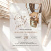 Bear in Brown Balloon First Birthday Invitation, Birthday Stationery, Boy Birthday, Printable File, Edit Yourself, SH79