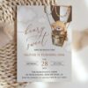 Bear in Brown Balloon First Birthday Invitation, Birthday Stationery, Boy Birthday, Printable File, Edit Yourself, SH79