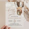Bear in Brown Balloon First Birthday Invitation, Birthday Stationery, Boy Birthday, Printable File, Edit Yourself, SH79