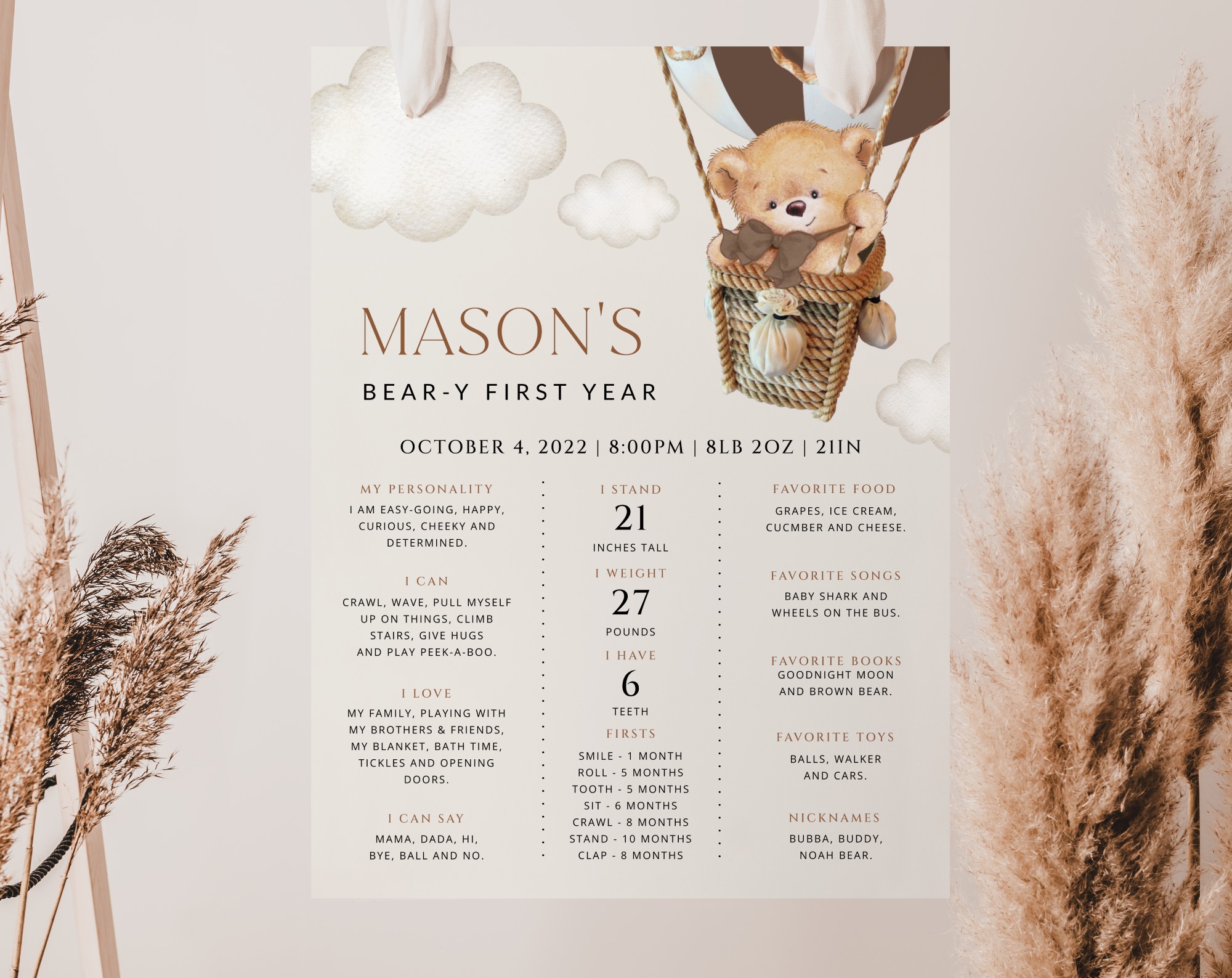 Bear in Brown Balloon Milestone Sign, Birthday Sign, First Birthday, Boy Birthday, Printable File, Edit Yourself, SH79 Bear in Brown Balloon Milestone Sign, Birthday Sign, First Birthday, Boy Birthday, Printable File, Edit Yourself, SH79