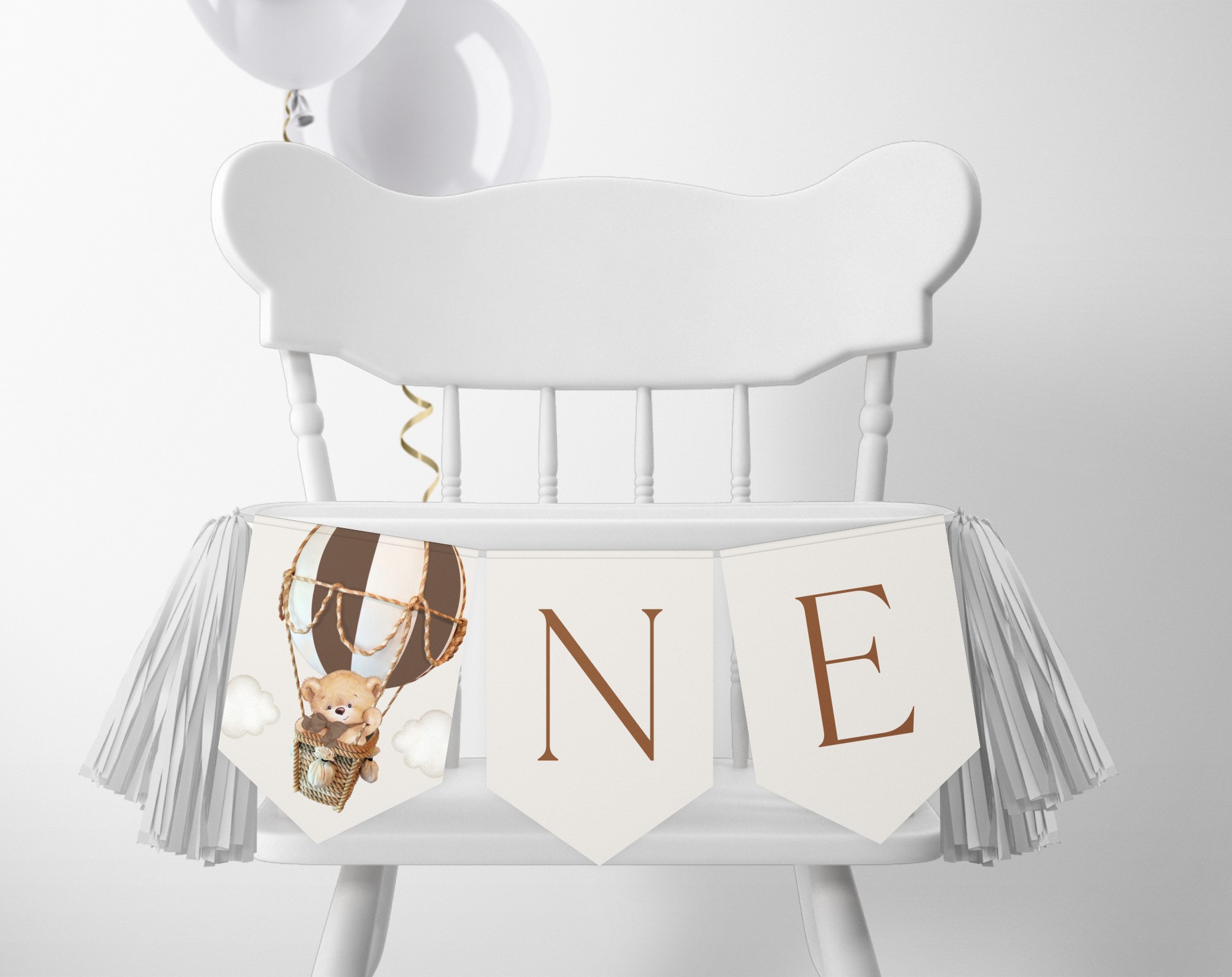 Bear in Brown Balloon One High Chair Banner, First Birthday, Boy Birthday, Printable File, Edit Yourself, SH79 Bear in Brown Balloon One High Chair Banner, First Birthday, Boy Birthday, Printable File, Edit Yourself, SH79