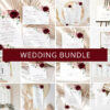 Burgundy and Blush Flowers Wedding Bundle, Printable File, Edit Yourself, SH01 Burgundy and Blush Flowers Wedding Bundle, Printable File, Edit Yourself, SH01