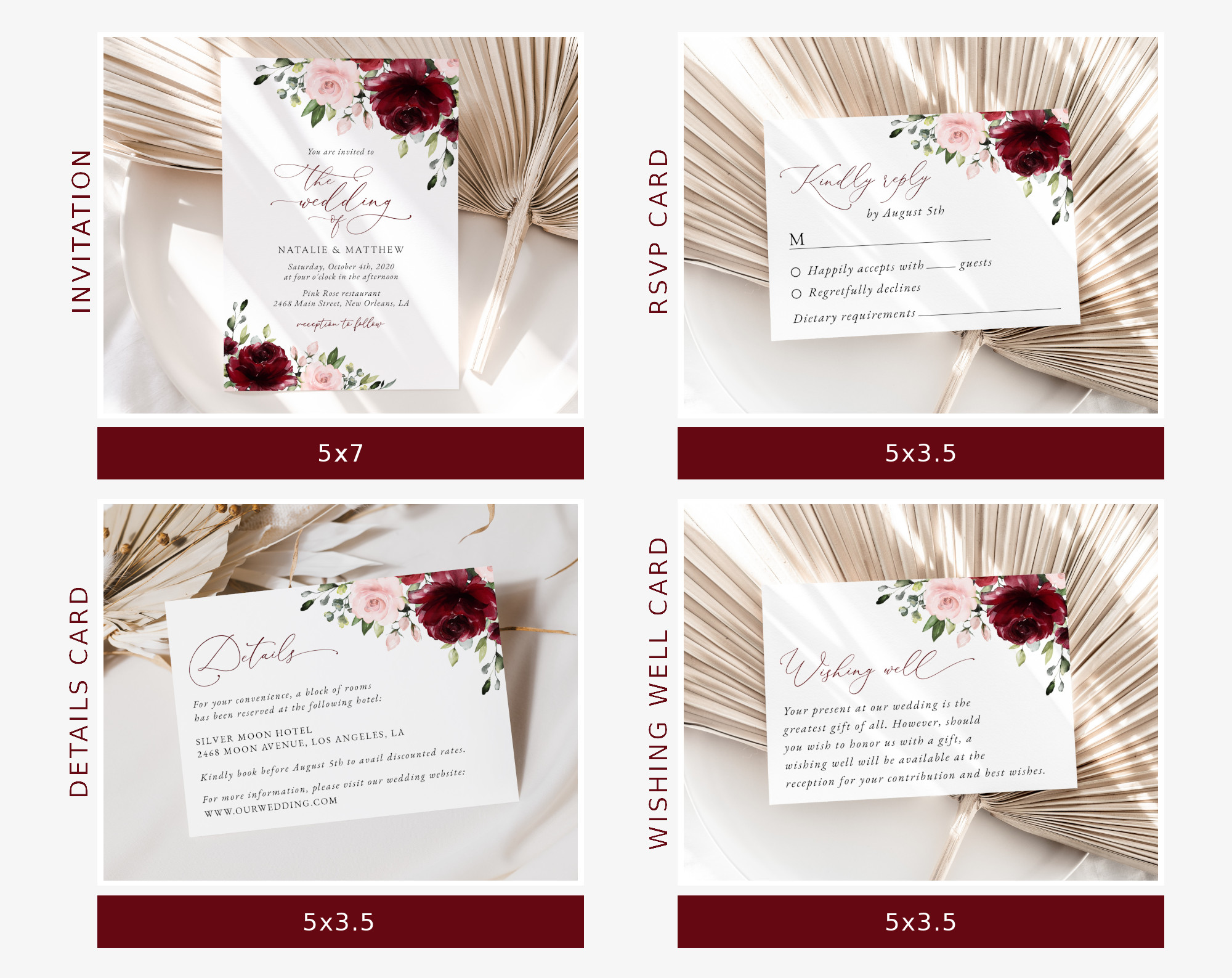 Burgundy and Blush Flowers Wedding Bundle, Printable File, Edit Yourself, SH01 Burgundy and Blush Flowers Wedding Bundle, Printable File, Edit Yourself, SH01