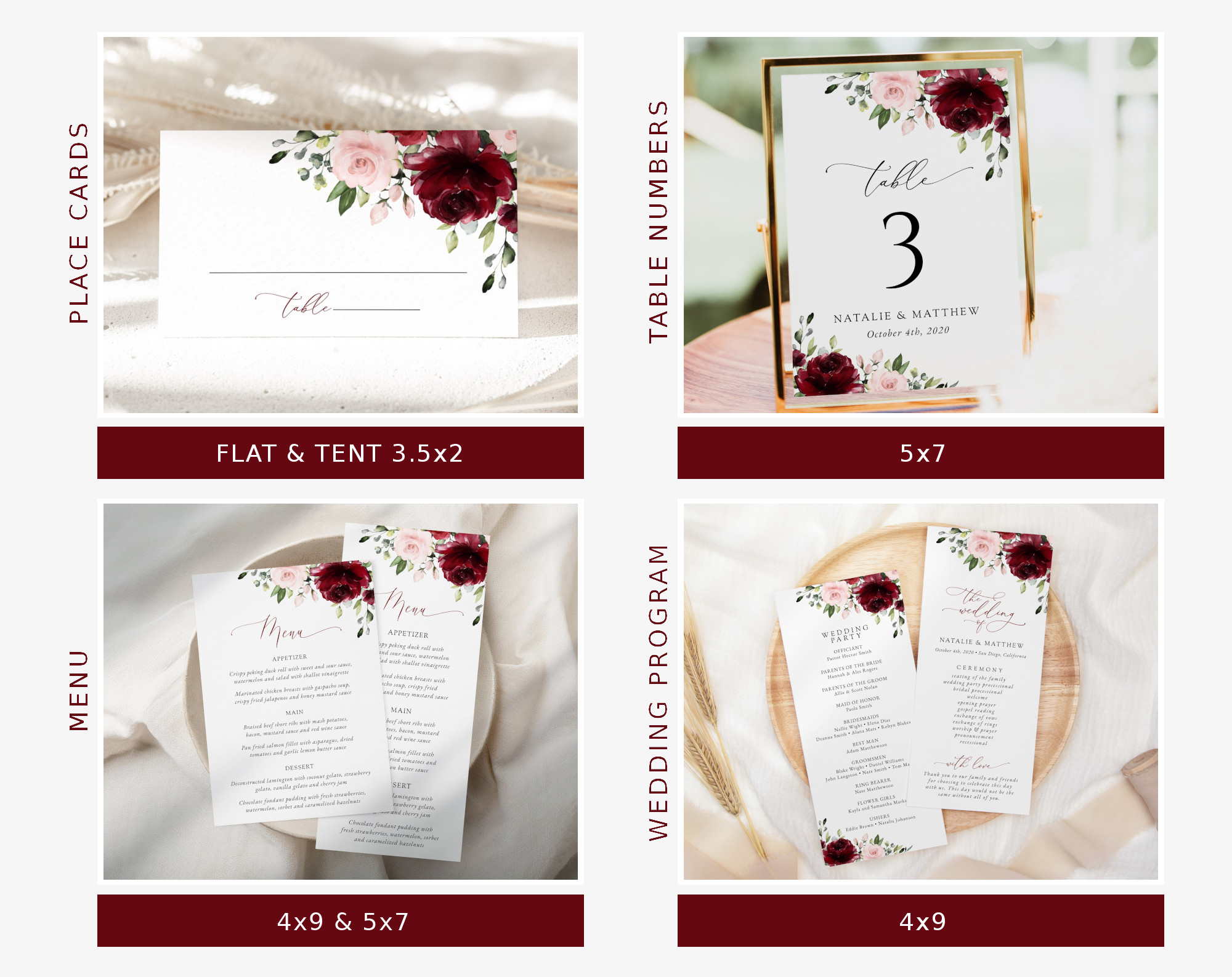 Burgundy and Blush Flowers Wedding Bundle, Printable File, Edit Yourself, SH01 Burgundy and Blush Flowers Wedding Bundle, Printable File, Edit Yourself, SH01
