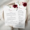 Burgundy and Blush Flowers Wedding Menu, Wedding Stationery, Printable File, Edit Yourself, SH01
