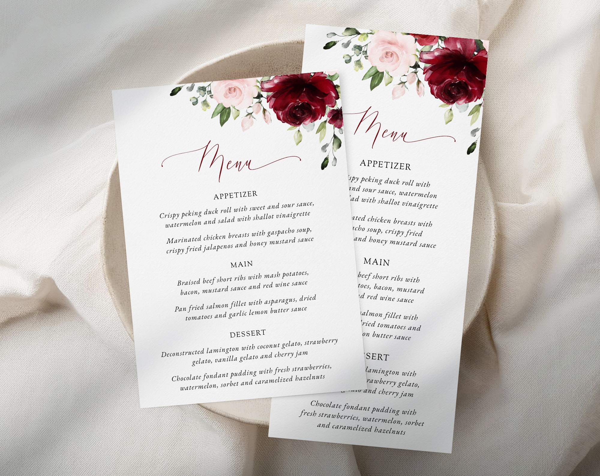 Burgundy and Blush Flowers Wedding Menu, Wedding Stationery, Printable File, Edit Yourself, SH01 Burgundy and Blush Flowers Wedding Menu, Wedding Stationery, Printable File, Edit Yourself, SH01