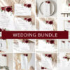 Burgundy Flowers Wedding Bundle, Printable File, Edit Yourself, SH02 Burgundy Flowers Wedding Bundle, Printable File, Edit Yourself, SH02