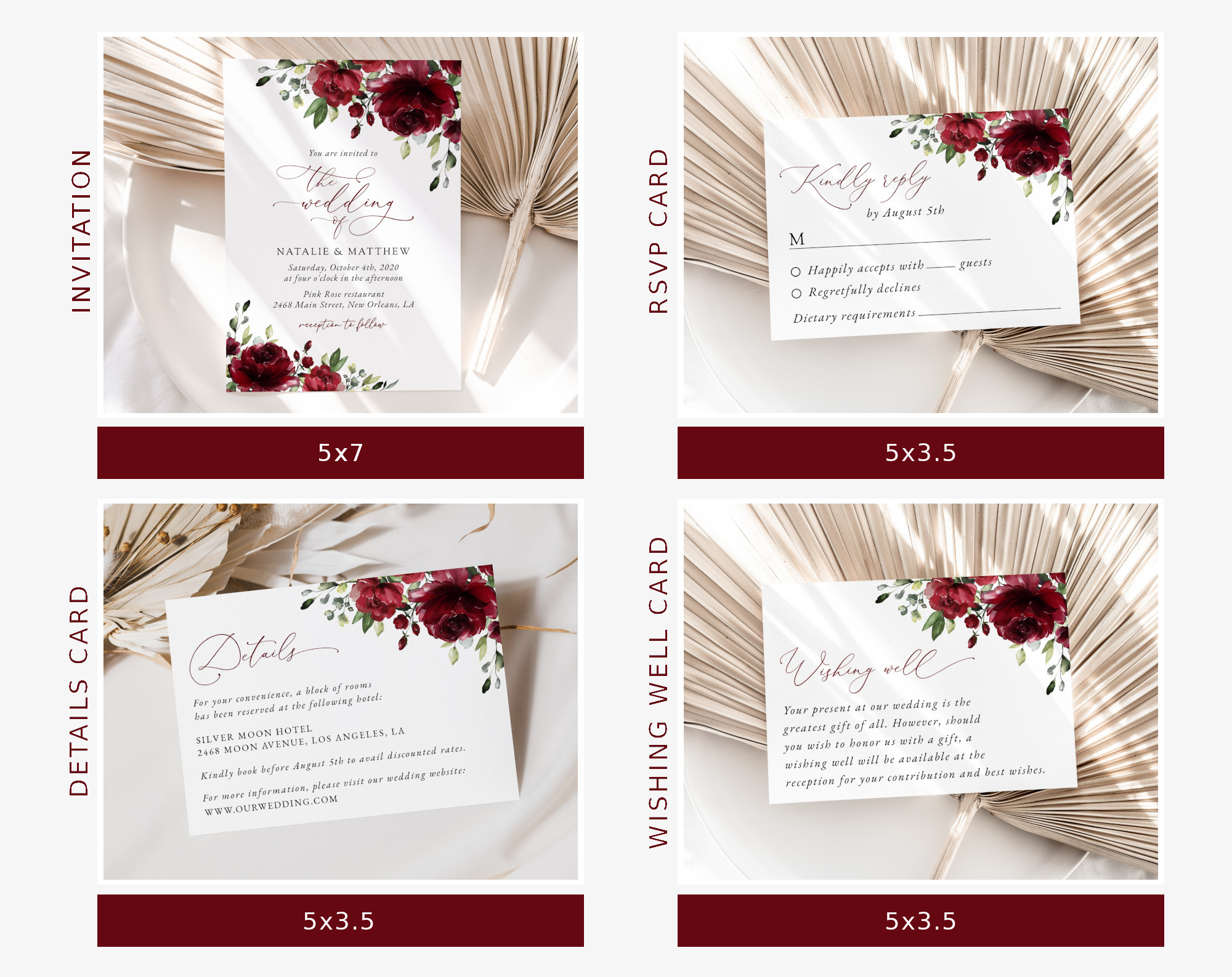 Burgundy Flowers Wedding Bundle, Printable File, Edit Yourself, SH02 Burgundy Flowers Wedding Bundle, Printable File, Edit Yourself, SH02