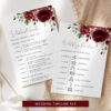 Burgundy Flowers Wedding Bundle, Printable File, Edit Yourself, SH02 Burgundy Flowers Wedding Bundle, Printable File, Edit Yourself, SH02