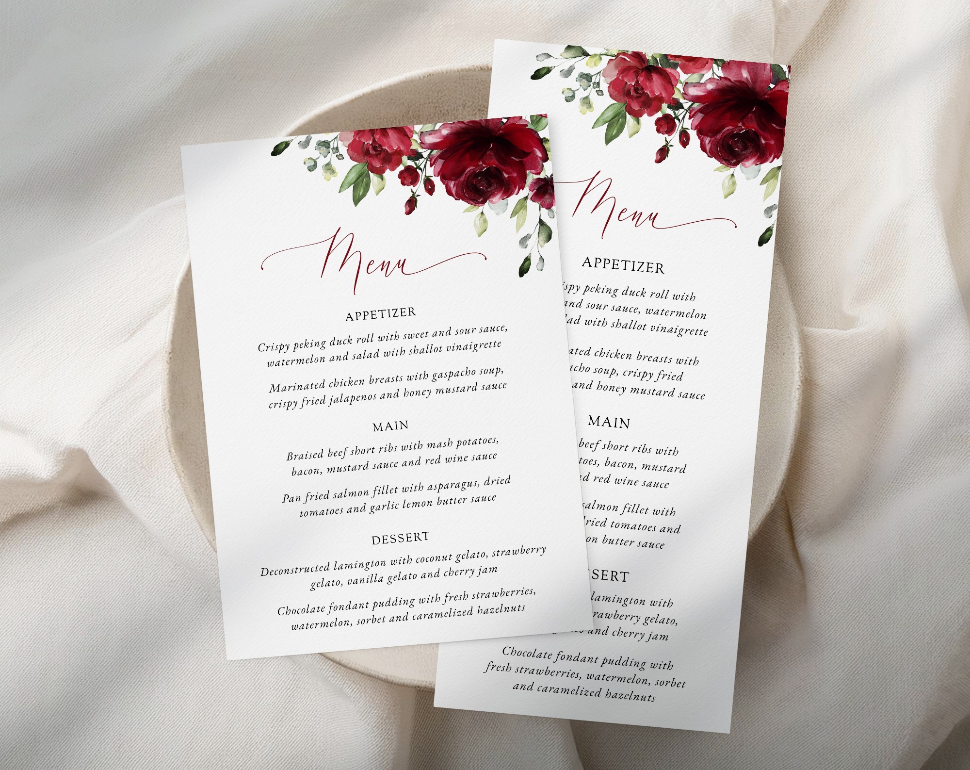 Burgundy Flowers Wedding Menu, Wedding Stationery, Printable File, Edit Yourself, SH02 Burgundy Flowers Wedding Menu, Wedding Stationery, Printable File, Edit Yourself, SH02