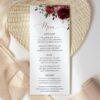 Burgundy Flowers Wedding Menu, Wedding Stationery, Printable File, Edit Yourself, SH02 Burgundy Flowers Wedding Menu, Wedding Stationery, Printable File, Edit Yourself, SH02