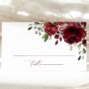 Burgundy Flowers Place Card, Wedding Stationery, Printable File, Edit Yourself, SH02