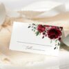 Burgundy Flowers Place Card, Wedding Stationery, Printable File, Edit Yourself, SH02