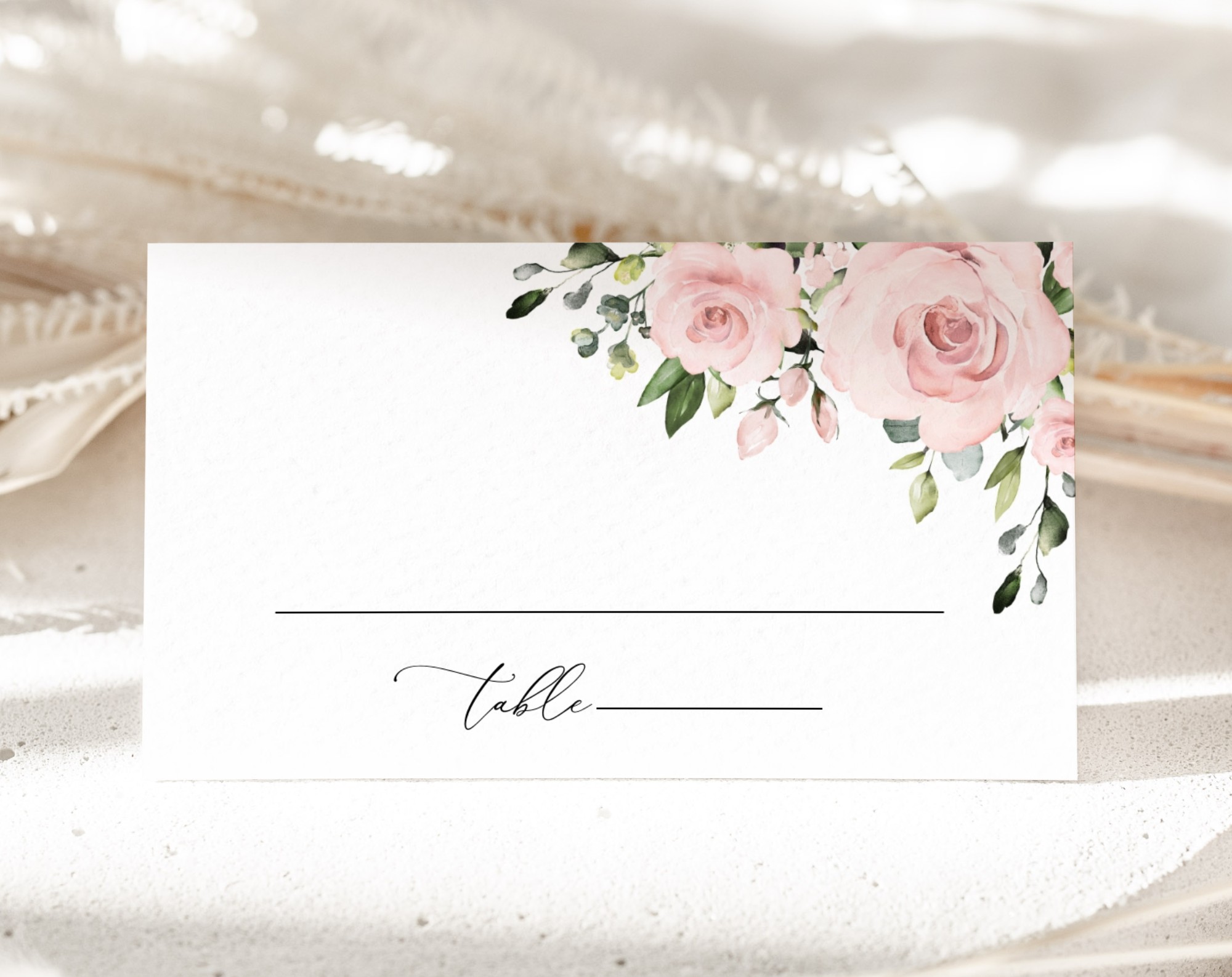 Blush Flowers Place Card, Wedding Stationery, Printable File, Edit Yourself, SH03 Blush Flowers Place Card, Wedding Stationery, Printable File, Edit Yourself, SH03