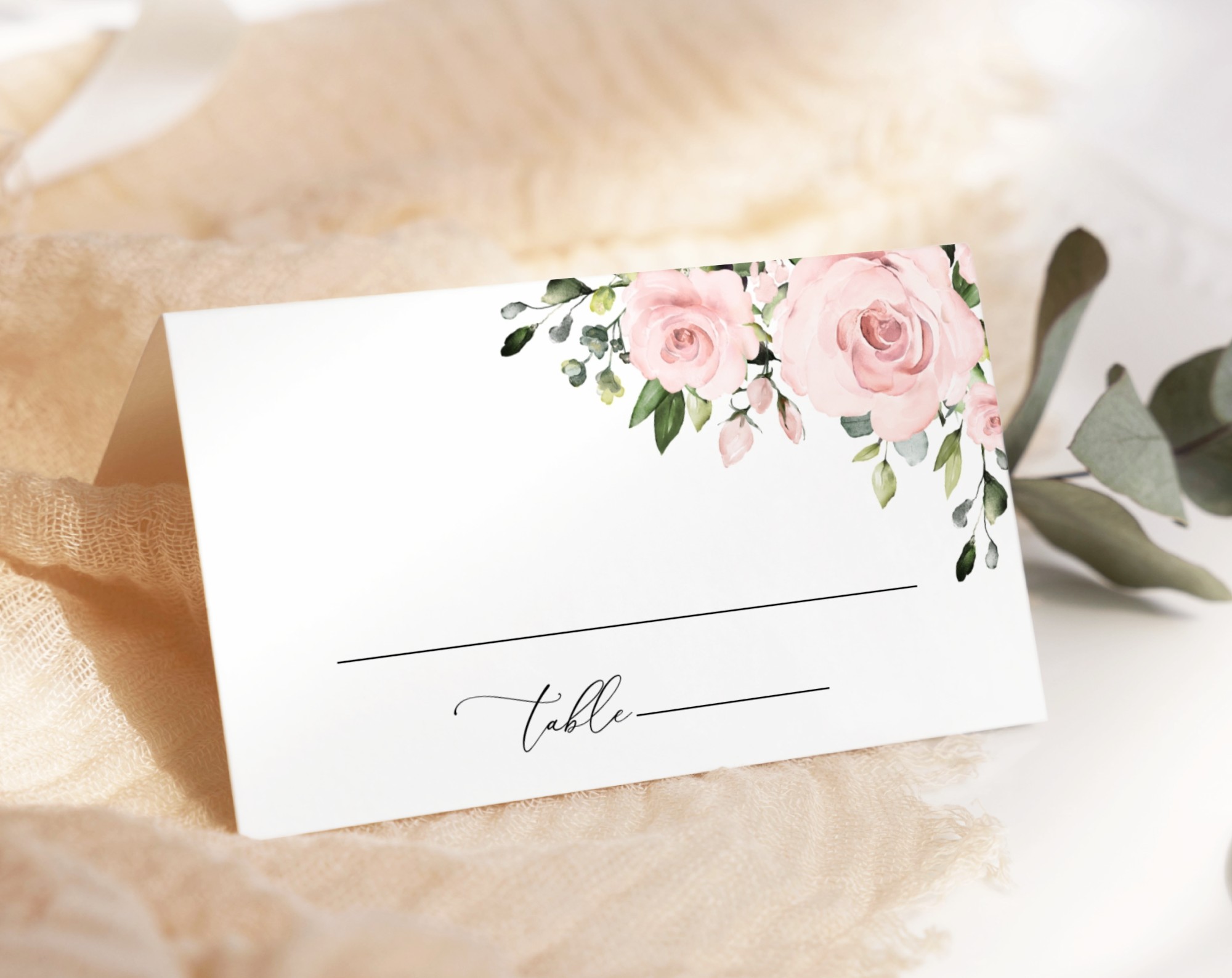 Blush Flowers Place Card, Wedding Stationery, Printable File, Edit Yourself, SH03 Blush Flowers Place Card, Wedding Stationery, Printable File, Edit Yourself, SH03