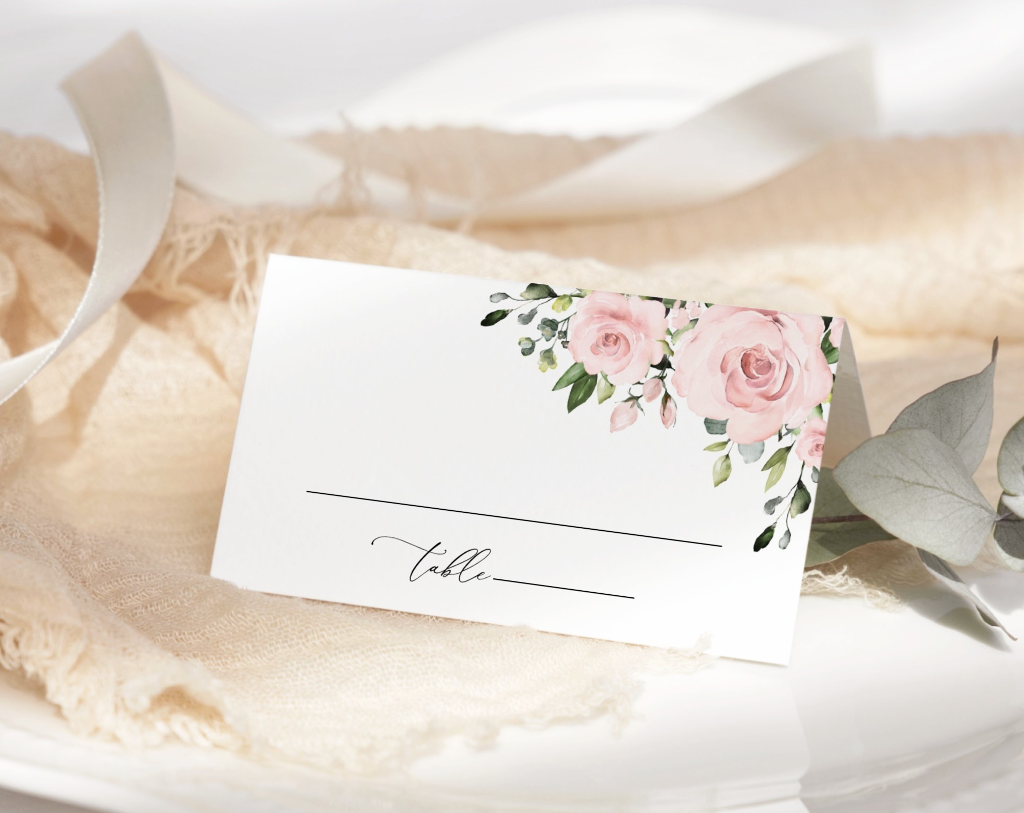 Blush Flowers Place Card, Wedding Stationery, Printable File, Edit Yourself, SH03 Blush Flowers Place Card, Wedding Stationery, Printable File, Edit Yourself, SH03