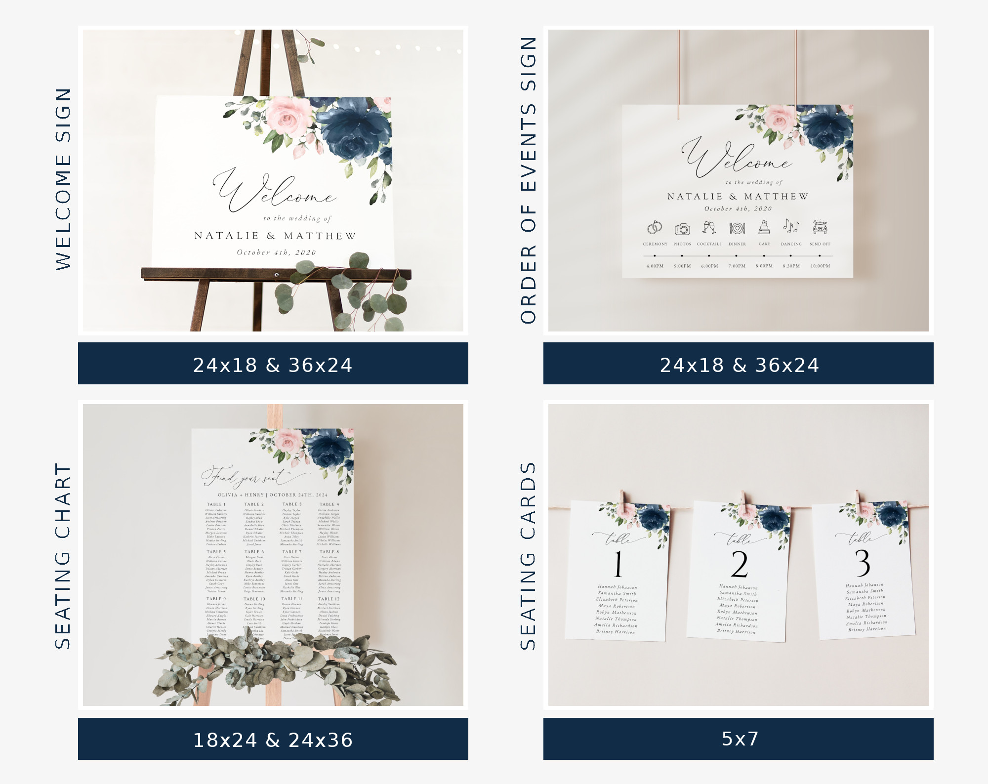 Navy and Blush Flowers Wedding Bundle, Printable File, Edit Yourself, SH04 Navy and Blush Flowers Wedding Bundle, Printable File, Edit Yourself, SH04