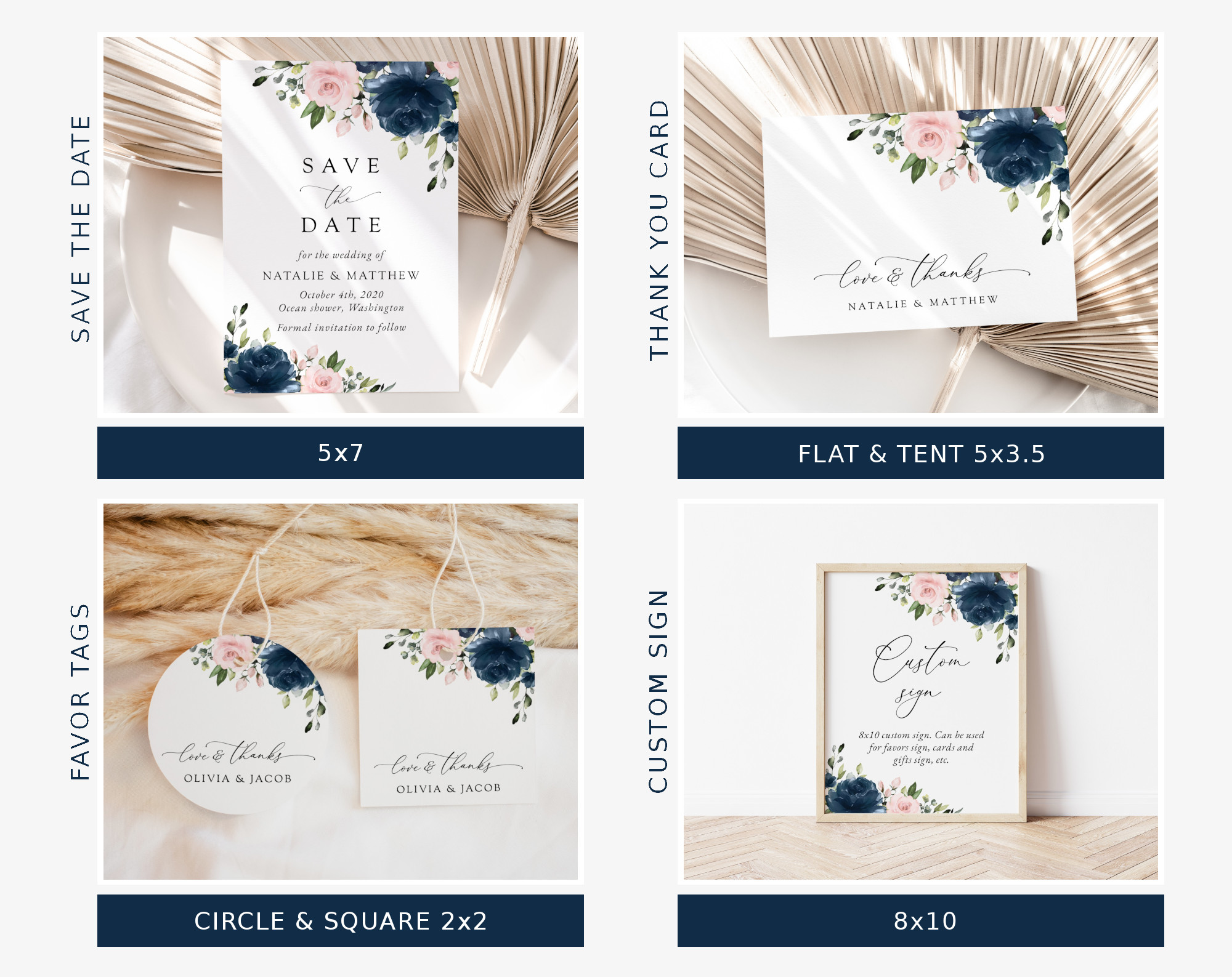 Navy and Blush Flowers Wedding Bundle, Printable File, Edit Yourself, SH04 Navy and Blush Flowers Wedding Bundle, Printable File, Edit Yourself, SH04